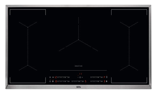 AEG IKE9545AXB Autonomā plīts virsma / Indukcija / 6000. sērija ar MultiBridge / Hob²Hood / 90 cm / Nerūsējošā tērauda rāmis / 5 gatavošanas zonas / Bridge funkcija / Jaudas funkcija / Bērnu drošība