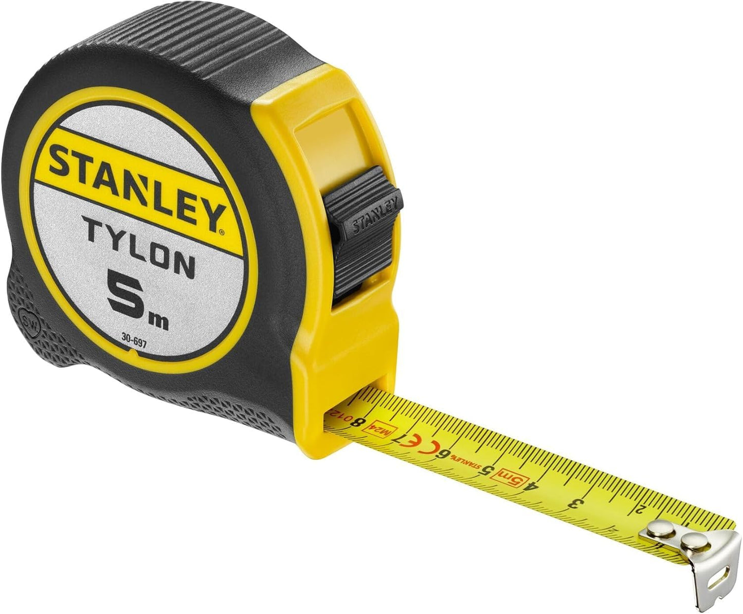 Mērlente STANLEY Tylon 0-30-697, 5 m, ar gumijotu triecienizturīgu korpusu un jostas klipsi