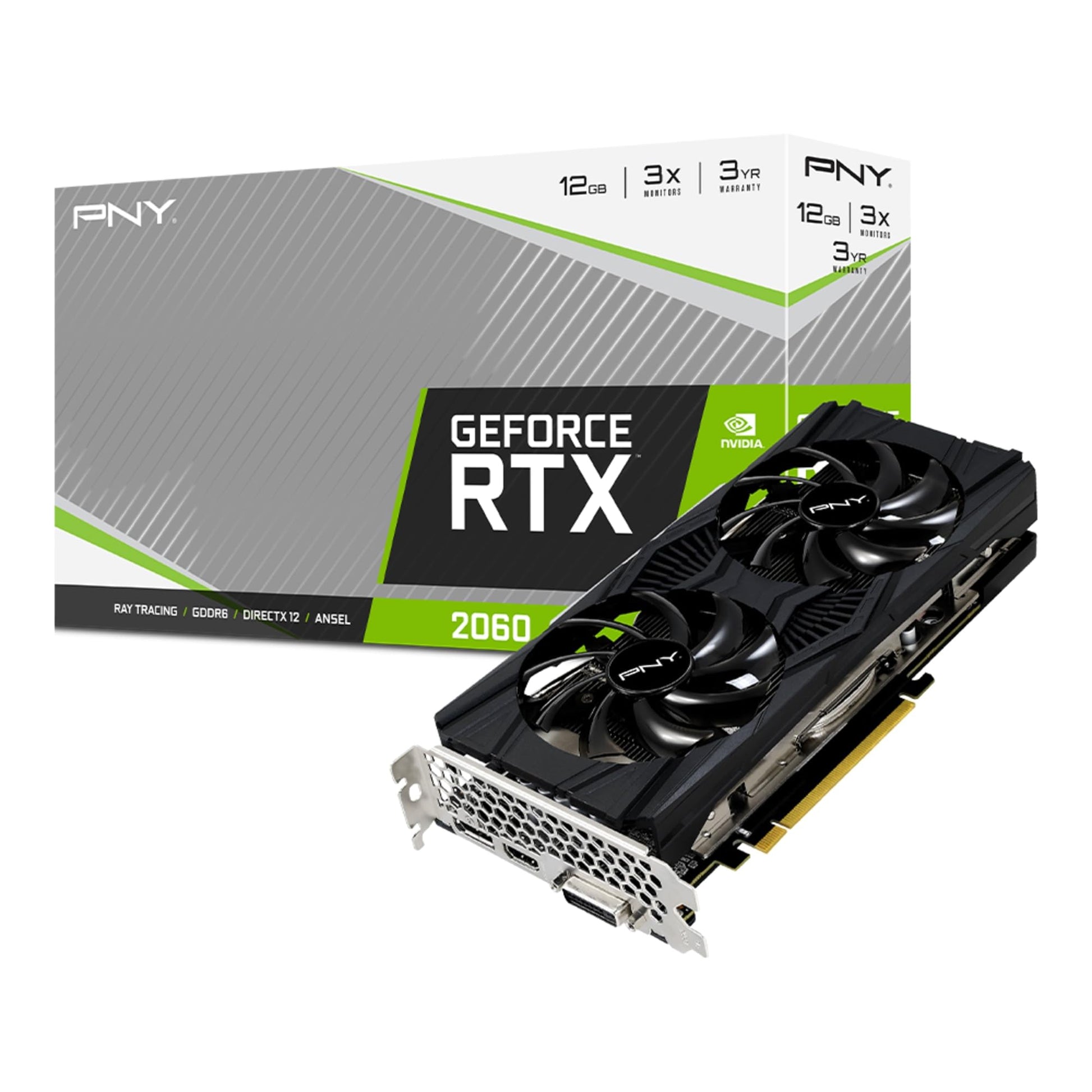 PNY GEFORCE RTX™ 2060 12GB XLR8 Gaming - Dual Fan, RGB lighting, high-performance gaming graphics card