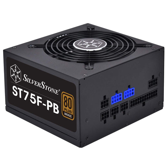 Silverstone SST-ST75F-PB - 750W 80 Plus Bronze ATX power supply, 120mm fan, fully modular design for quiet operation.