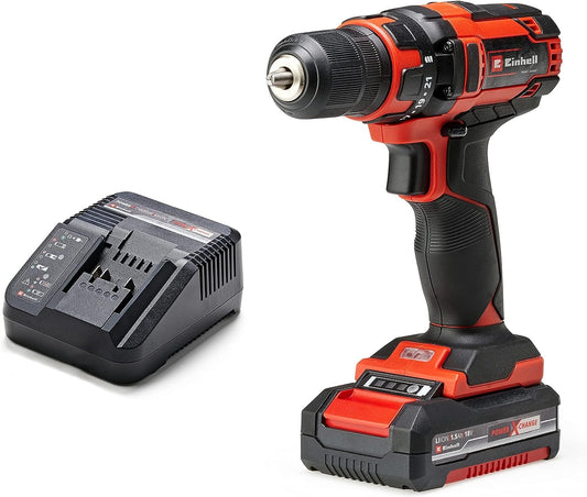 Einhell akumulatora urbjmašīna TC-CD 18/35 Li - 18V, litija joni, LED apgaismojums, mīksts rokturis, 1,5 Ah akumulators.