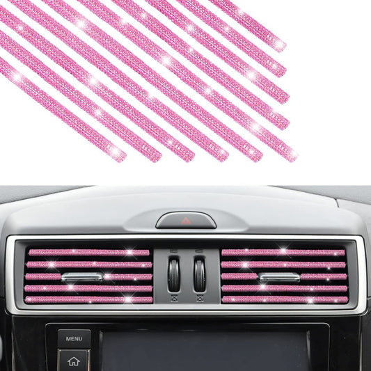 Auto ventilācijas dekoratīvās lentes CGEAMDY 10Stk, bling strass, salona aksesuārs, rozā