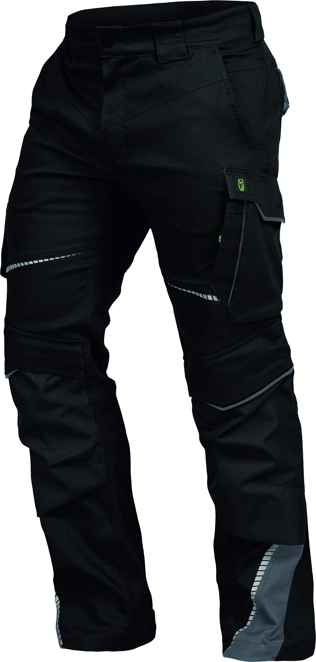 Darba bikses vīriešiem LEIBWÄCHTER Flex-line, melnas/pelēkas, 52. izmērs, ar elastānu (Spandex), mazgājamas 60°C un piemērotas žāvēšanai veļas žāvētājā