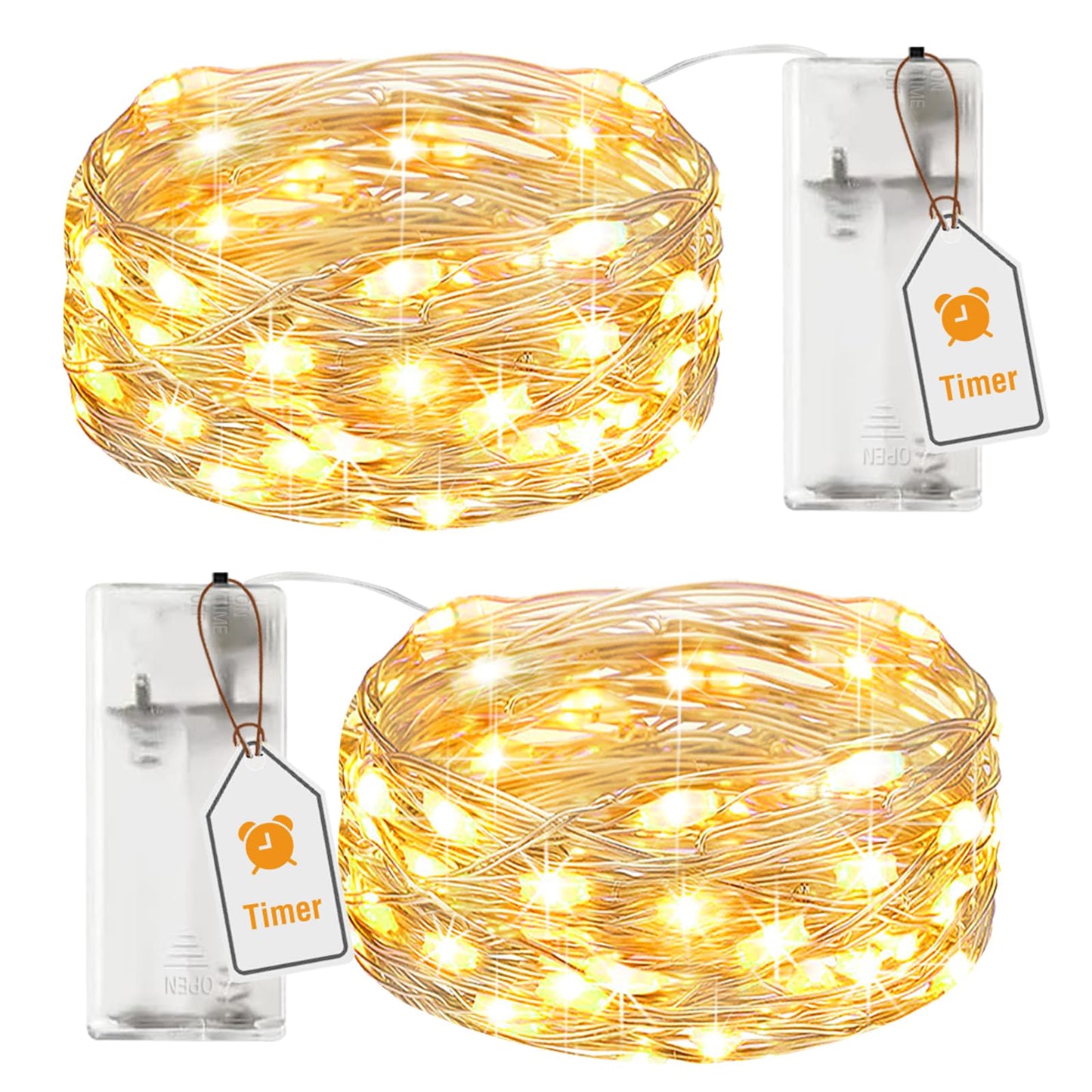LED virtene ar baterijām, btfarm 2 gab., ar taimeri, 2M, 20LED, lietošanai telpās