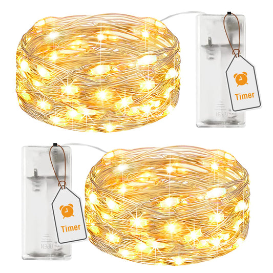 LED virtene ar baterijām, btfarm 2 gab., ar taimeri, 2M, 20LED, lietošanai telpās