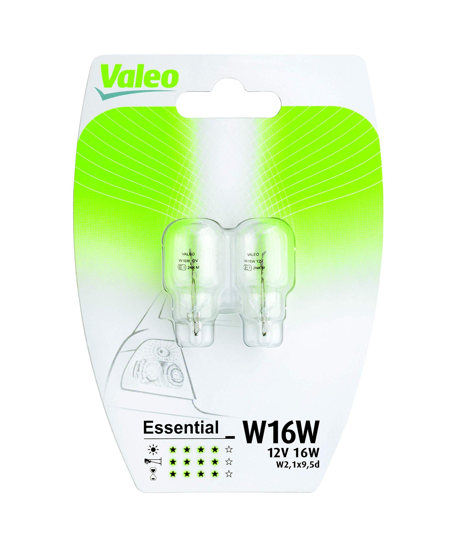 Valeo halogēna spuldze, W16W-Essential-Blister x2, 32122, 2 gabali, melna