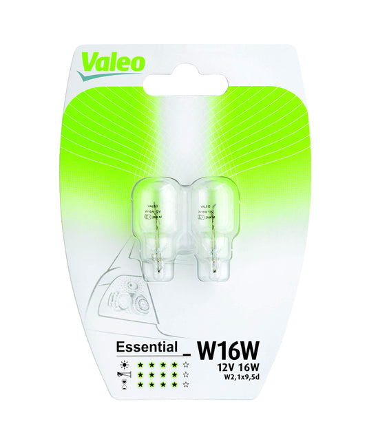 Valeo halogēna spuldze, W16W-Essential-Blister x2, 32122, 2 gabali, melna