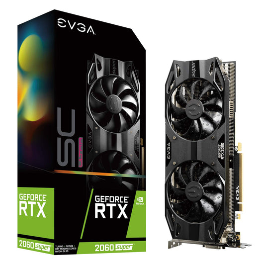 EVGA GeForce RTX 2060 SUPER SC ULTRA GAMING - 8GB GDDR6, divi HDB ventilatori, metāla aizmugures plāksne