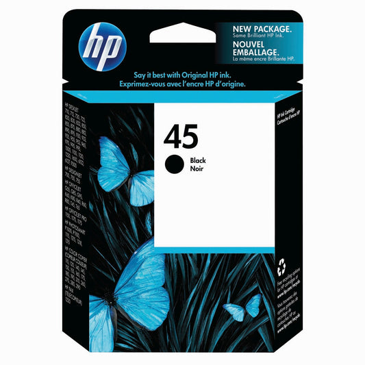 HP 45 Tintes kasetne - Augsta ietilpība, atjaunota, iekļauta PVN un piegāde, saderīga ar Hewlett Packard printeriem.