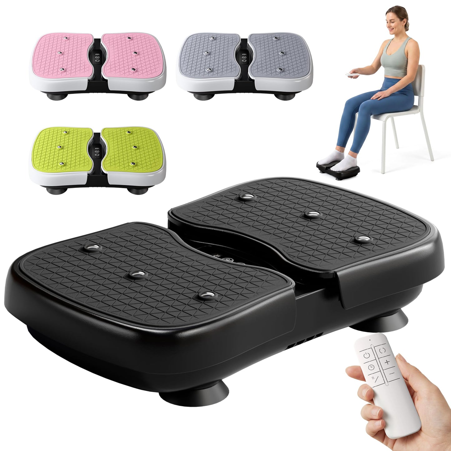 RYGEO Mini vibrācijas platforma, pārnēsājama klusa vibrācijas ierīce kājām, viduklim, mugurai, kaklam un sēžamvietai, muskuļu relaksācijai un stīvuma mazināšanai (melna)