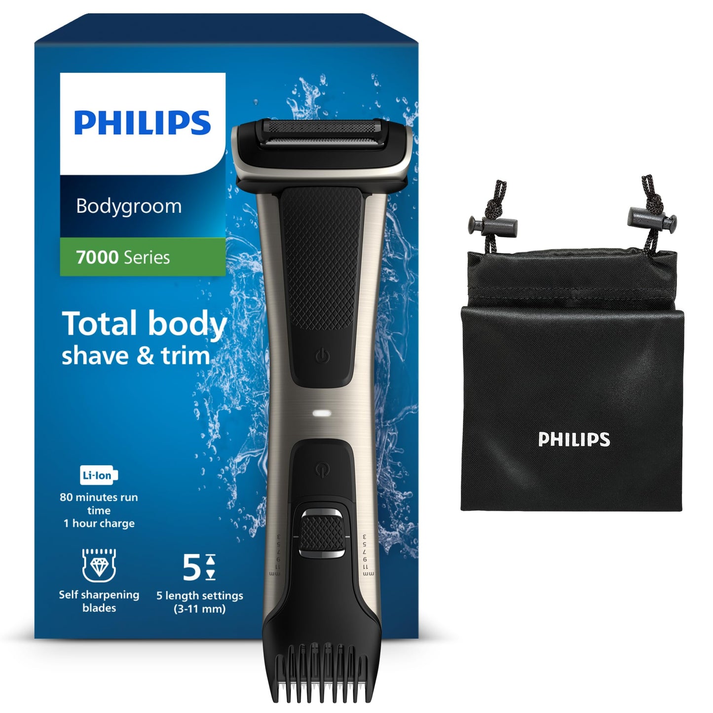 Philips BG7025/15 Bodygroom Series 7000 ar integrētu ķemmes uzgali (3 līdz 11 mm)