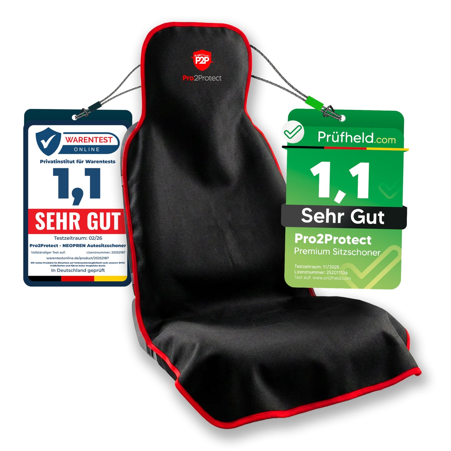 Auto sēdekļa pārvalks Pro2Protect® NEOPREN [2X Test SEHR GUT] priekšējie sēdekļi, ūdensnecaurlaidīgs, neoprēns, bez sānu drošības spilvena