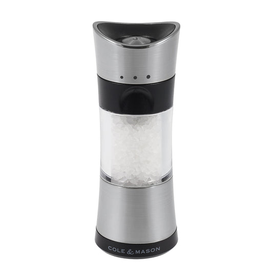 Cole & Mason Horsham Salt Mill - Chrome, acrylic, 154mm, Classic Inverta, ceramic grinding mechanism, single salt mill.