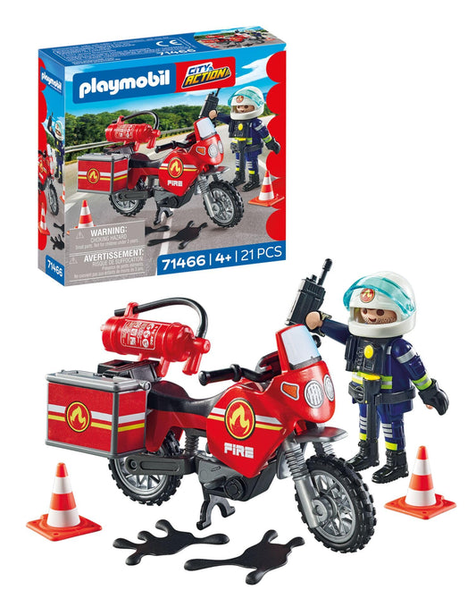 PLAYMOBIL City Action ugunsdzēsēju motocikls notikuma vietā, rotaļlieta bērniem no 4 gadiem, 71466