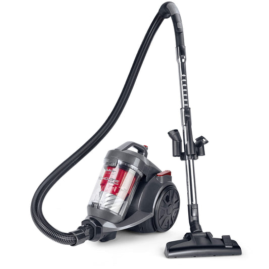 Fakir BL 240 Trend - 700W bagless vacuum, cyclonic suction, HEPA filter, stainless steel telescopic tube, 9m radius, anthracite/red.