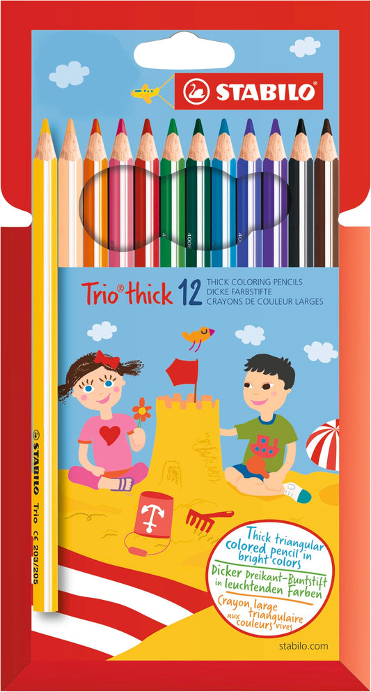 Krāsainie zīmuļi STABILO Trio dick, trīsstūrveida, 24 spilgtas krāsas