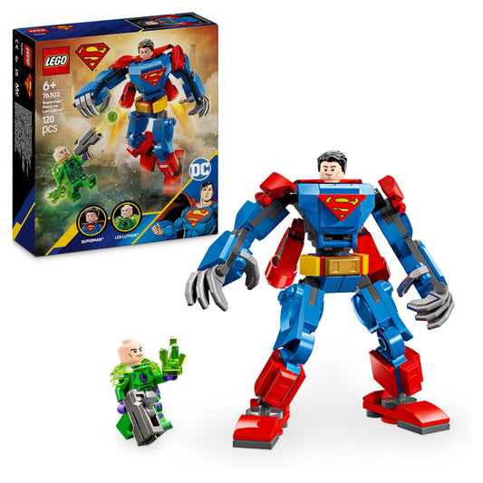 LEGO DC Supermens mehānisms pret Leksu Lutoru - supervaroņu rotaļlieta ar 2 minifigūrām un kustīgām daļām.