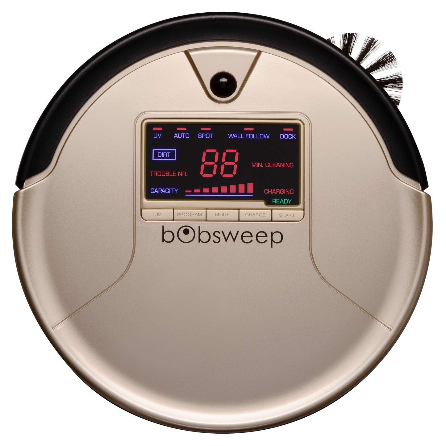 bObsweep PetHair - šampanieša krāsas robots-putekļsūcējs un mops ar jaudīgu suņu matu tīrīšanu