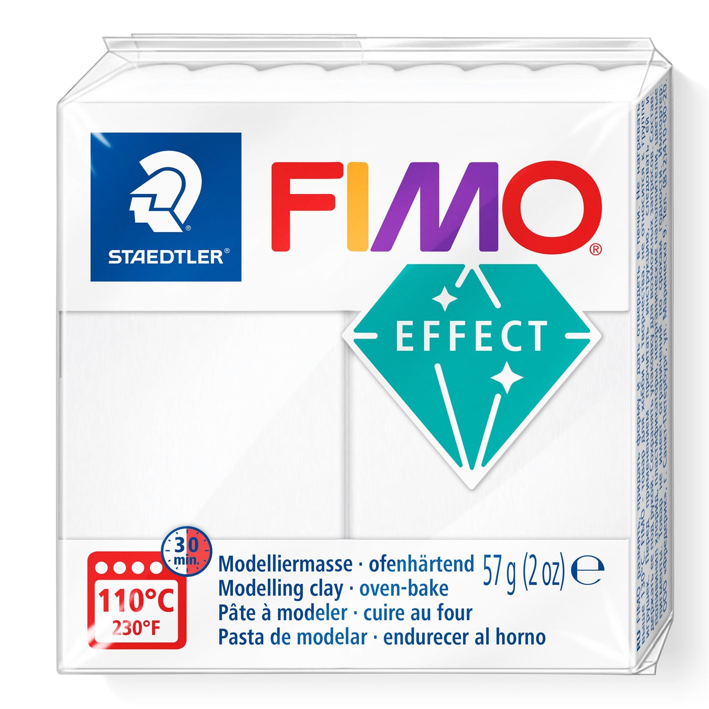 Modelēšanas masa STAEDTLER FIMO effect 8010, caurspīdīgi balta, 57 g