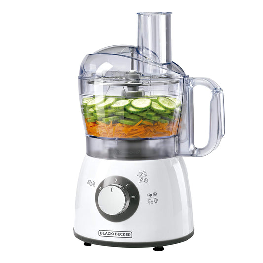 Black+Decker FX400 5in1 Multifunkcionālā virtuves mašīna 400W jaudas motors, rīvēšana, griešana, smalcināšana, mīcīšana, emulgēšana, 1.2 litri, 2 pakāpes, viegli tīrāma, ļoti kompakta