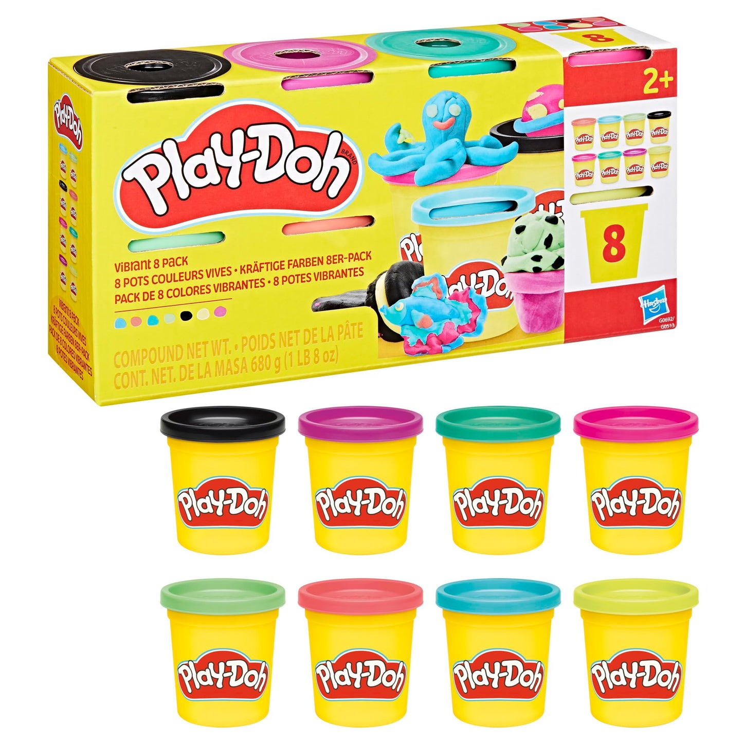 Plastilīns Play-Doh 8 krāsu komplekts, košas krāsas, 8 x 85 g