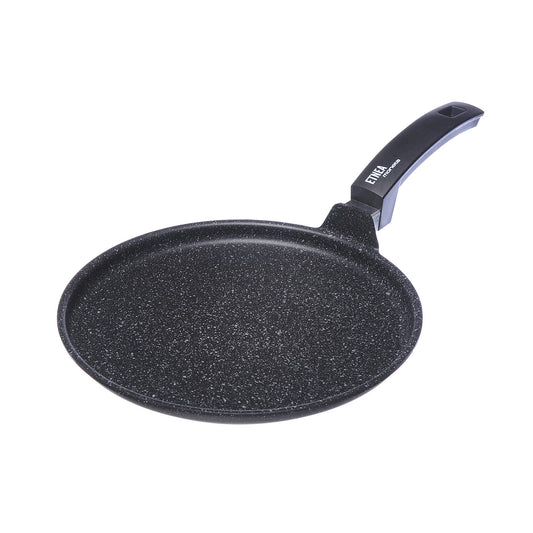 Moneta Etnea Crepe Panna - 28 cm black aluminum crepe pan, non-stick surface, ideal for cooking crepes and pancakes.