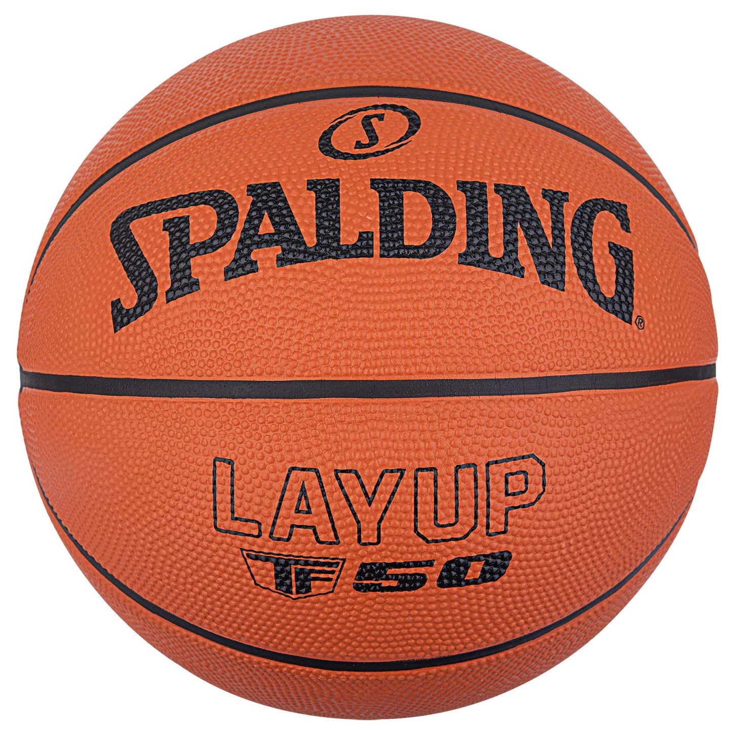 Basketbola bumba Spalding TF-50, klasiska krāsa, 5. izmērs, iesācējiem, gumijas, āra, neslīdoša, ļoti izturīga, neuzpūsta