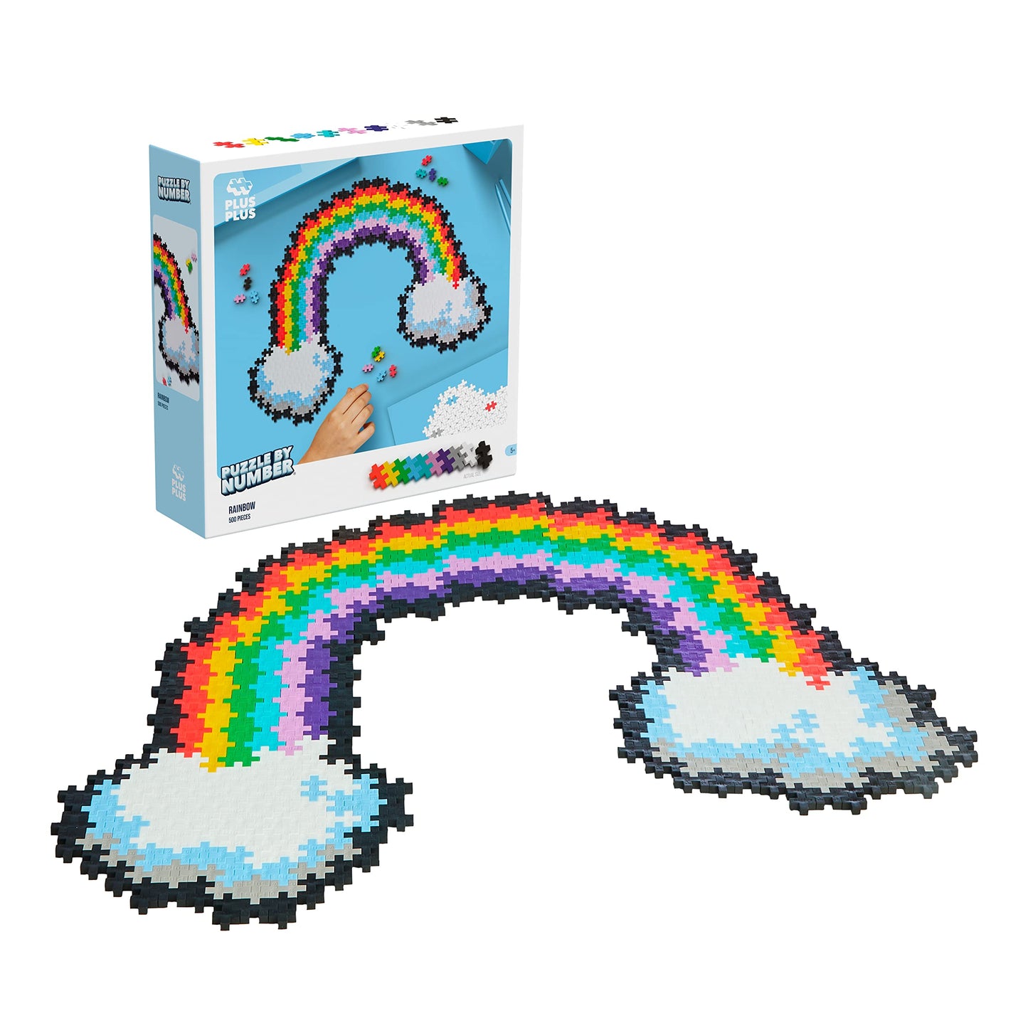 Plus-Plus PP3913 Varavīksne - 500 colorful construction blocks for creative puzzle building and imaginative play.