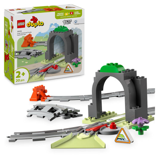 LEGO DUPLO Town dzelzceļa tunelis un sliedes - radoša mācību rotaļlieta, veicina pirkstu veiklību, dāvana bērniem no 2 gadiem
