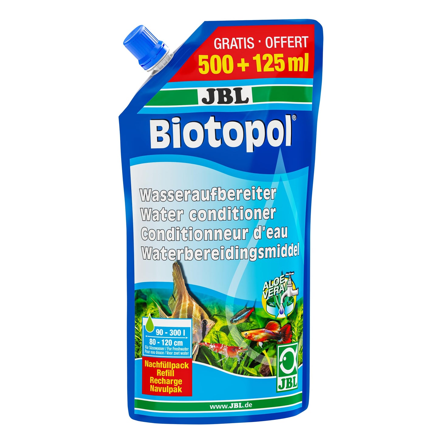 Ūdens kondicionieris saldūdens akvārijiem 500+125 ml – JBL Biotopol uzpildes iepakojums
