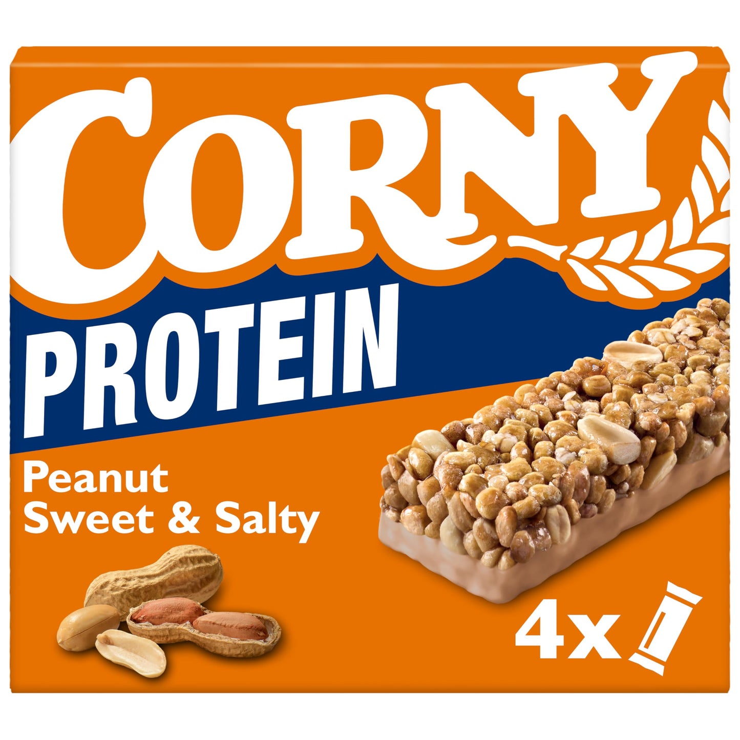 Proteīna batoniņš Corny ar zemesriekstiem, salds un sāļš, bez pievienota cukura, 4x25g