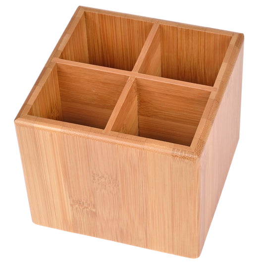 Galda piederumu kaste GRÄWE no bambusa ar 4 nodalījumiem, koka organizators, 12 x 12 x 10 cm