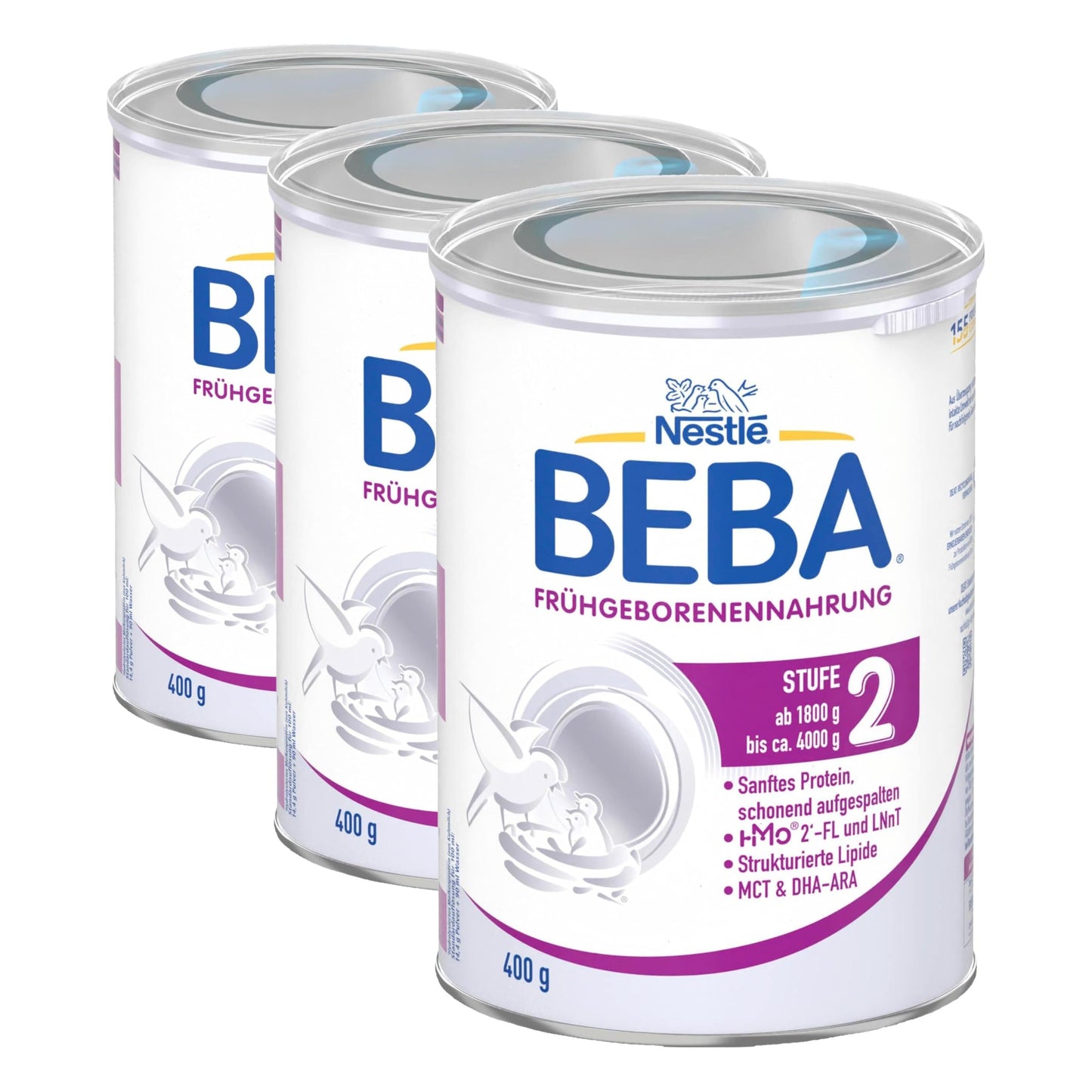 BEBA priekšlaicīgi dzimušo bērnu uzturs 2. pakāpe, pēc izrakstīšanās no klīnikas, bērnu pārtika, zīdaiņu piena pulveris, 3 iepakojumi (1 x 400 g)
