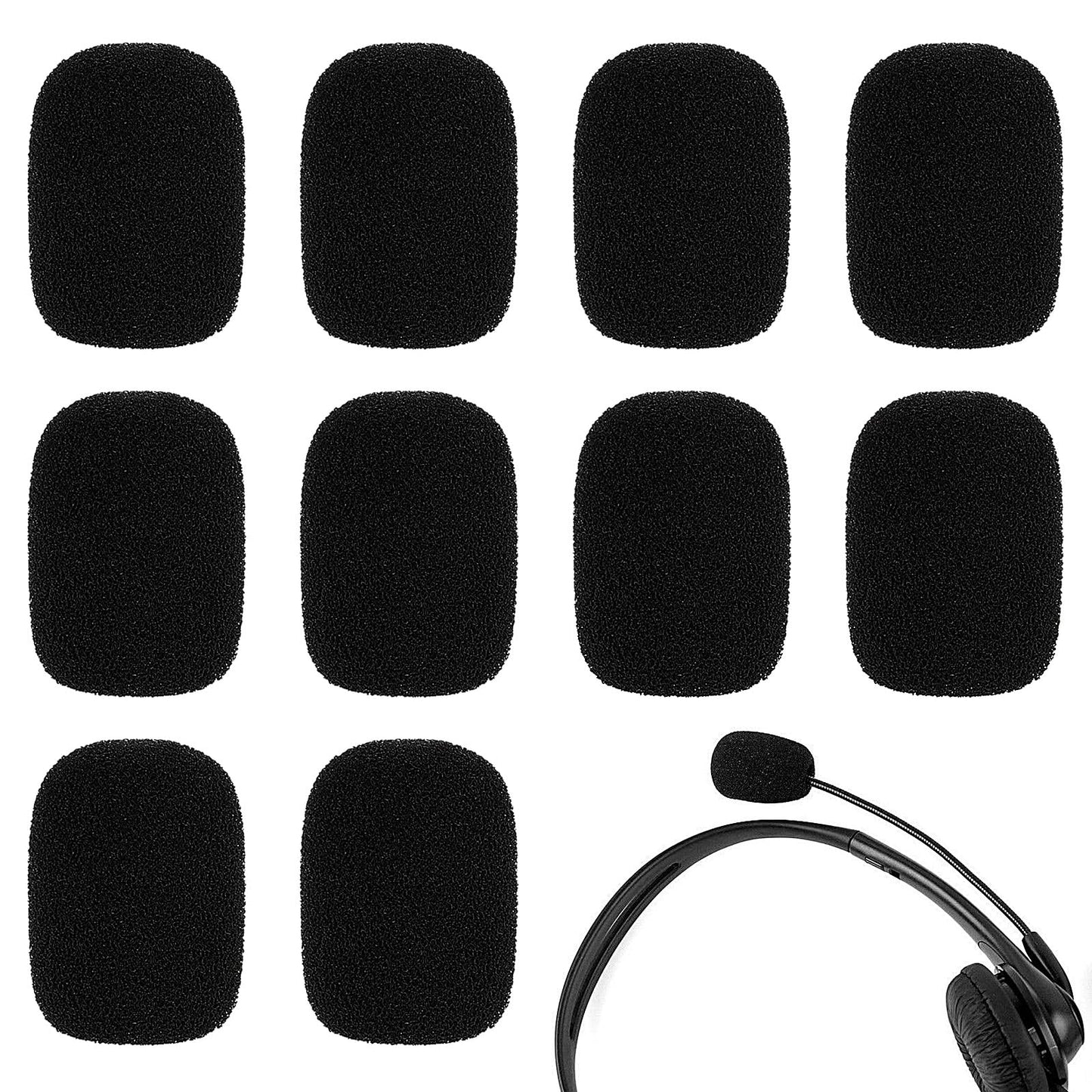 Mikrofona vēja aizsargs, 12 gab., headset mikrofona putu uzmavas, mini mikrofona aizsargvāciņi, melni
