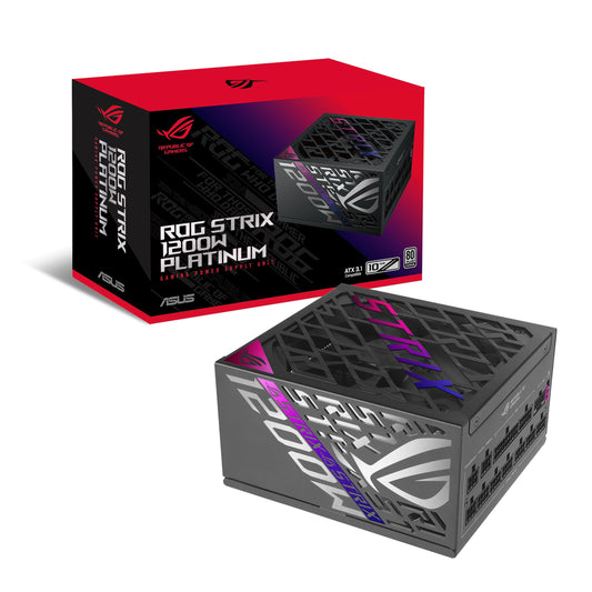 ASUS ROG Strix 1200W Platinum PSU - 80 Plus Platinum, ATX 3.1, GAN MOSFET, GPU-First voltage stabilizer, 10-year warranty