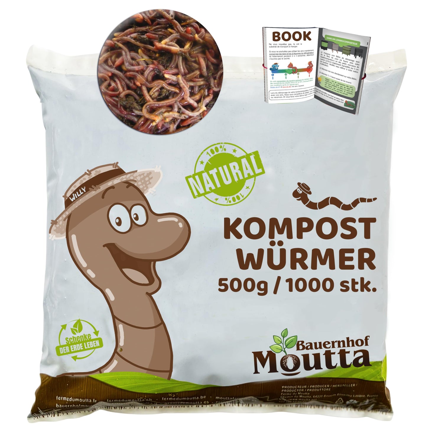Komposta sliekas 1 000 gab. (500g) | Eisenia sliekas organisko atkritumu pārstrādei vermikompostā, kompostētājā un dārzā