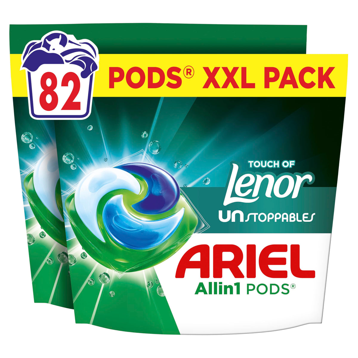 Veļas kapsulas Ariel Pods Touch of Lenor Unstoppables, universāls mazgāšanas līdzeklis, 82 mazgāšanas reizes