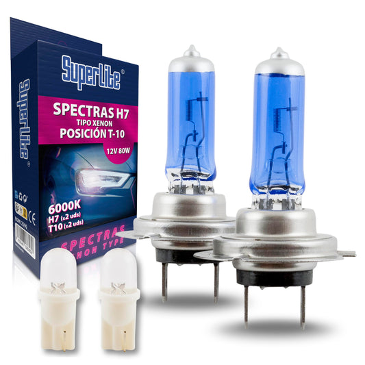 Superlite 2 gaismu komplekts Spectra H7 Balts 6000 K Gaisma aizmugurē automašīnai un marķējošās gaismas, T10