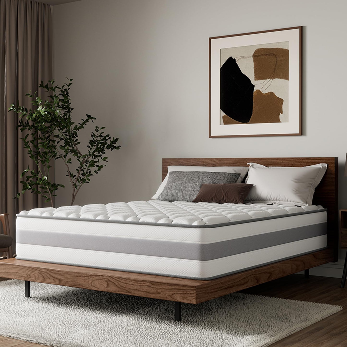 Matracis HOMAVO 180x200 cm, 25cm augsts, 7 zonu kabatu atsperu matracis, ortopēdisks atsperu matracis ar atmiņas putu slāni, cietības pakāpe H3 H4, OEKO-TEX un CertiPUR-US sertificēts