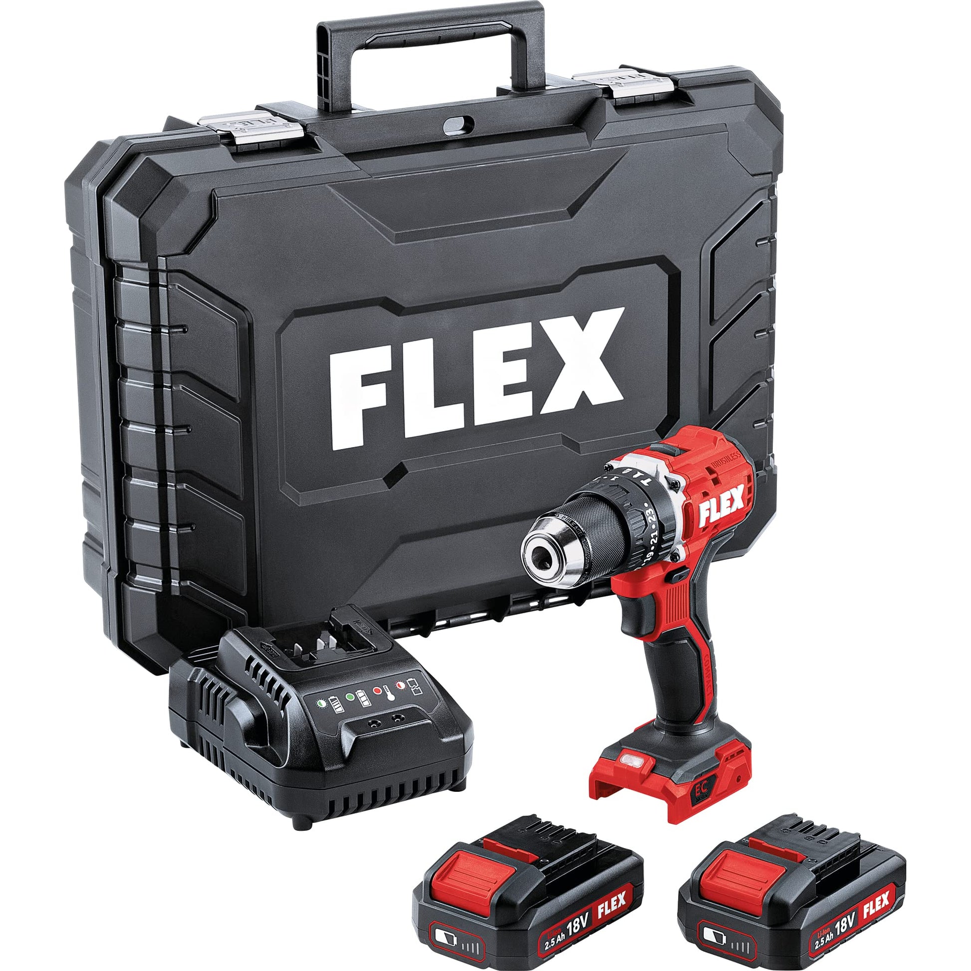 Flex akumulatora triecienurbjmašīna PD 2G 18.0 EC LD/2.5 - 18V, 2 ātrumi, bezsuku motors, ergonomisks rokturis, 2,5 Ah akumulators