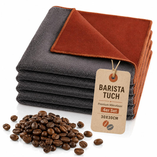 Mikrošķiedras barista drānu komplekts 4 gab. 30x30cm 500GSM, siebträger un tvaika sprauslai