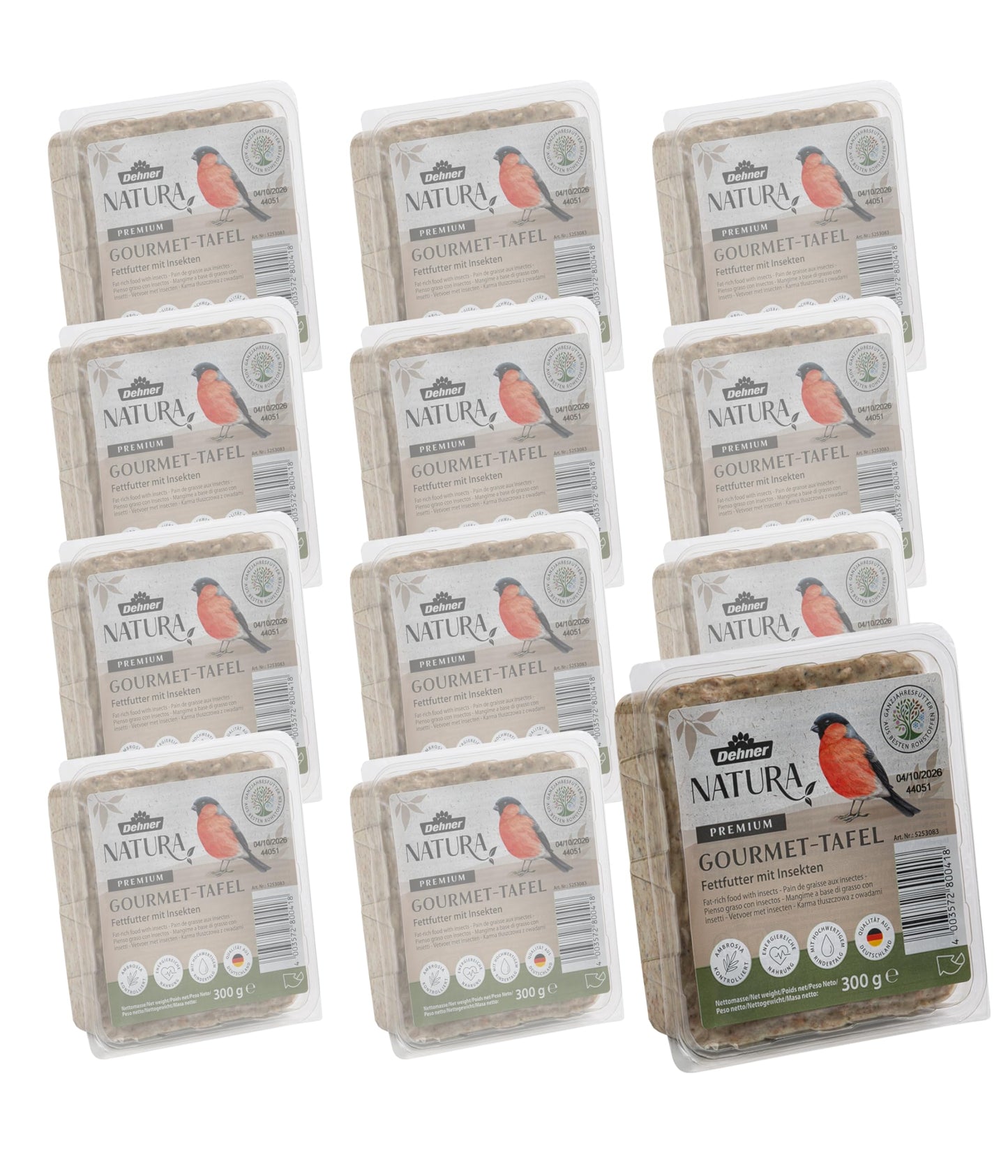 Dehner Natura savvaļas putnu barības plāksnes ar kukaiņiem, 12 x 300 g