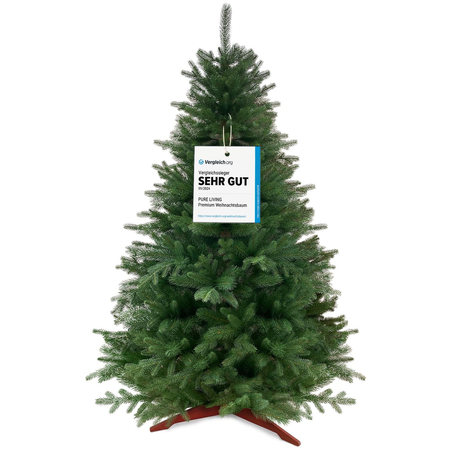 Mākslīgā Ziemassvētku eglīte 180cm 100% PE injekcijas veidā - TESTSIEGER - dabiska izskata, blīvi zari, mākslīga eglīte ar koka statīvu un uzglabāšanas somu – Pure Living