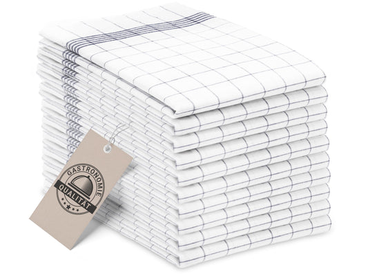 Virtuves dvieļi ZOLLNER, 10 gab., kokvilnas, 50x70 cm, īpaši absorbējoši un izturīgi, mazgājami līdz 95°C, pelēki ar baltu rūtiņu rakstu, profesionālai ēdināšanai, OEKO-TEX sertificēti