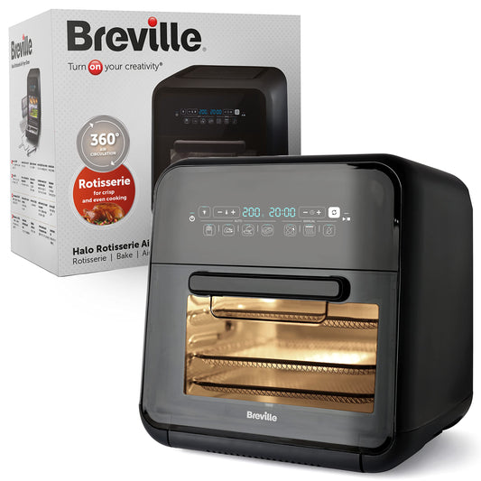 Breville Halo karstā gaisa fritieris - 10L, 2000W, cepšana, žāvēšana, melns un pelēks, energoefektīvs, grila funkcija