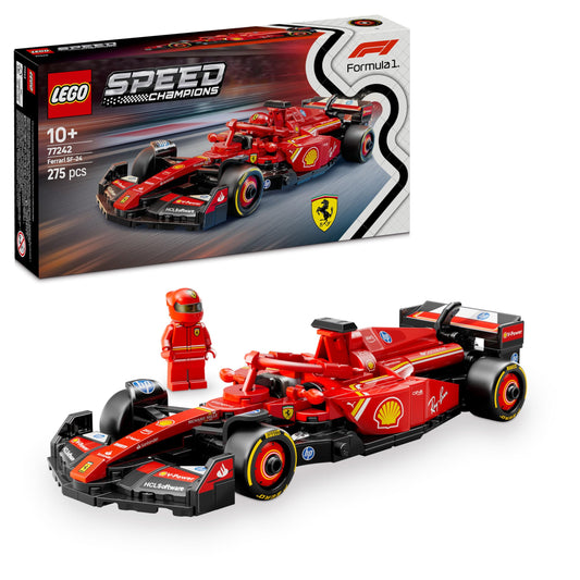 LEGO Speed Champions Ferrari SF-24 F1 - kolekcionējams būvkomplekts ar minifigūru, dāvana bērniem un pieaugušajiem.