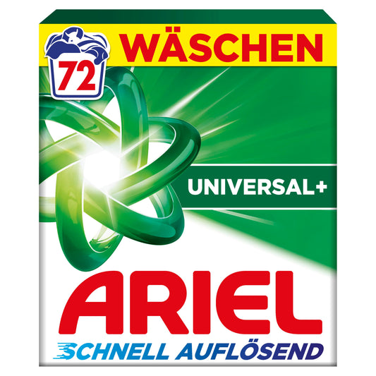 Ariel pulverveida universālais veļas mazgāšanas līdzeklis Universal+, 72 mazgāšanas reizes