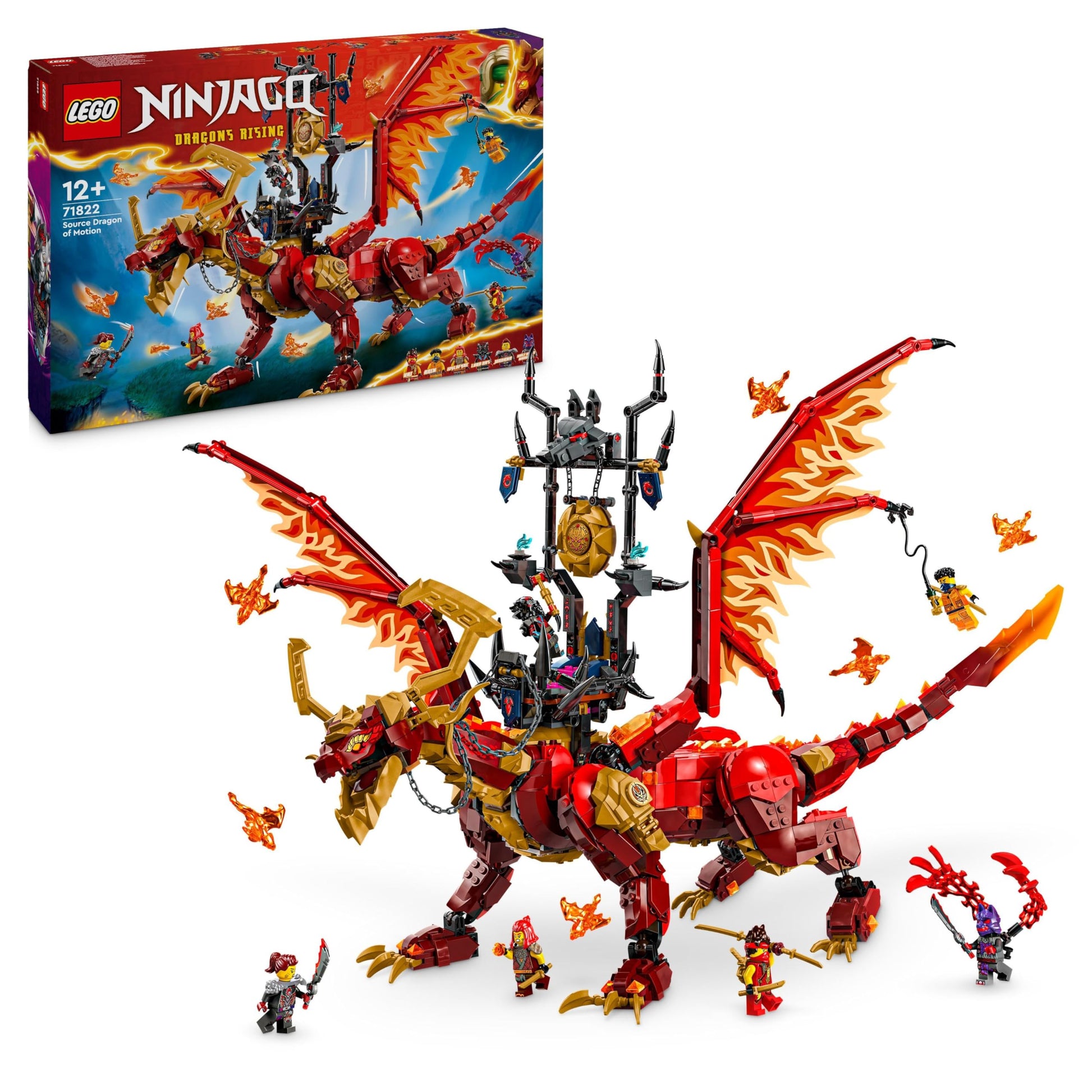 LEGO NINJAGO kustības avota pūķis - piedzīvojumu rotaļlieta ar 6 minifigūrām, ideāla dzimšanas dienas dāvana bērniem.