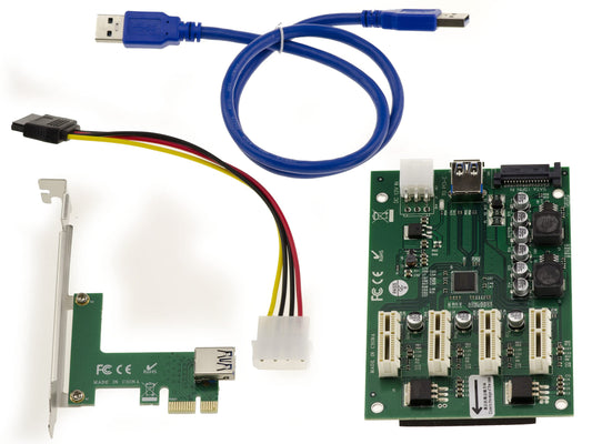 KALEA-INFORMATIQUE paplašināšanas plāksne - PCI Express x1 uz 4 PCIe x1, ASM1184e mikroshēma, uzlabota savienojamība.