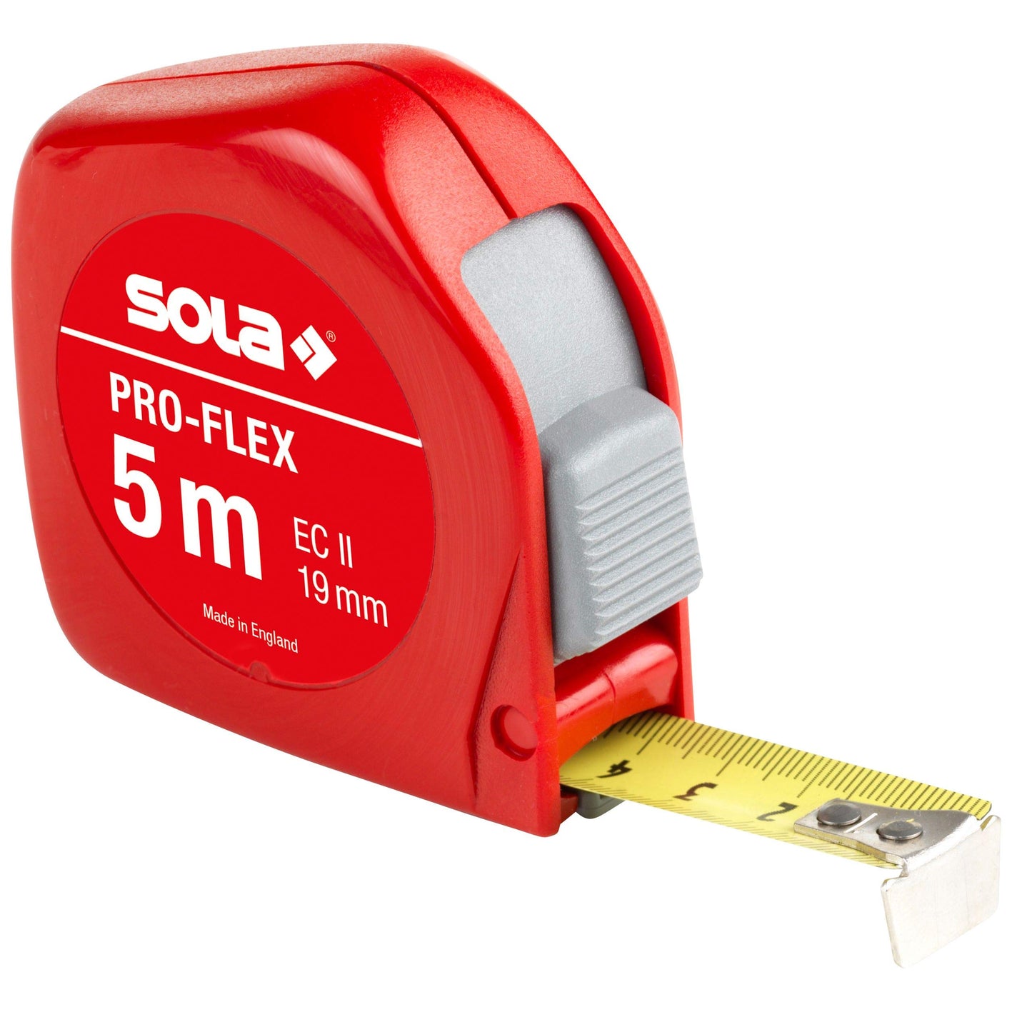 Mērlente SOLA PRO-FLEX 5m/19mm, kabatas mērlente ar jostas klipsi, precizitātes klase II